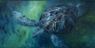 Turtle Turquoise | Original Oil 52" x 28" image