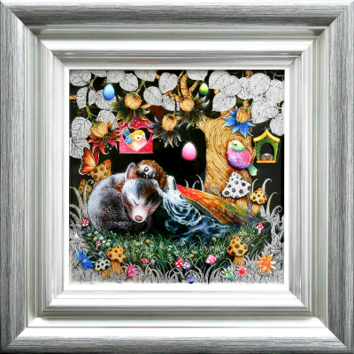 Little Fox and the Moth Fairy | Framed Size: 22.83" x 22.83" image