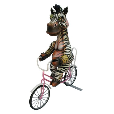 Zebra On Bicycle | 20" x 7" x 16" image