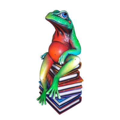 Giant Frog Book Club | Mixed Media Sculpture | 38" x 22" x 17" image