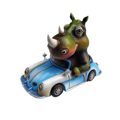 Rhino Joyride | Mixed Media Sculpture 13" x 10" x 17"  image