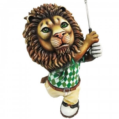 Lion Golfing | Mixed Media Sculpture | Size 15.75" x 9.8" x 9"  image