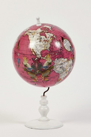   World Map Globe Bright Pink Small | Kristjana S Williams image