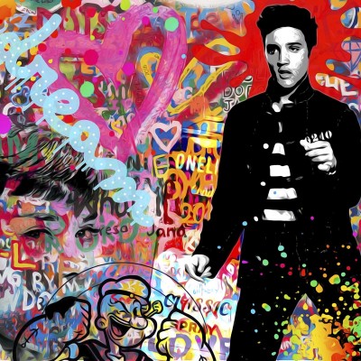 Stop, Look, Listen | Elvis | Image size 23.5" x 23.5" image
